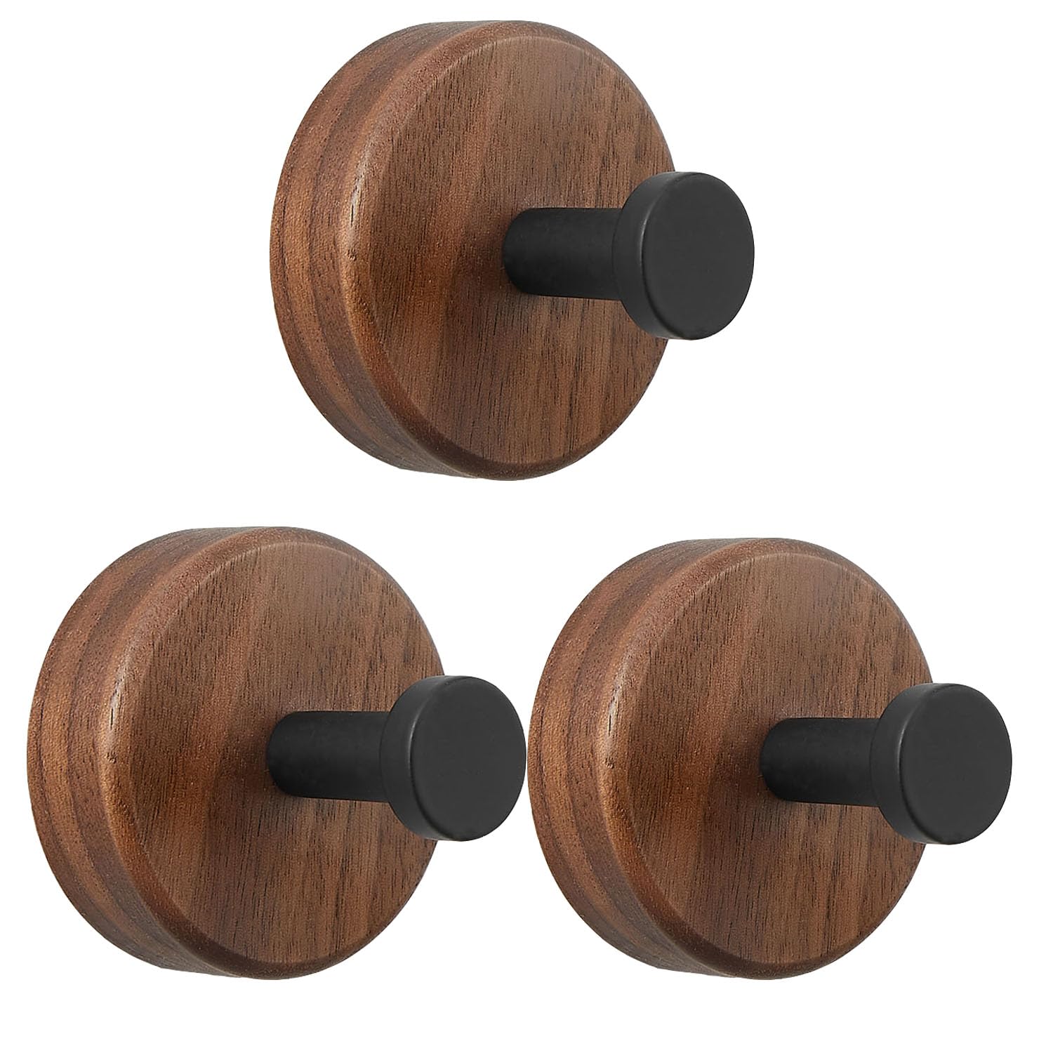 HASTHIP® Adhesive Wooden Wall Coat Hooks, 4-Pack Farmhouse Decorative Natural Walnut Wood Towel Hooks for Hanging Hats Towels Robe Clothes Keys Bags Jackets HASTHIP® Adhesive Wooden Wall Coat Hooks, 4-Pack Farmhouse Decorative Natural Walnut Wood Towel Hooks for Hanging Hats Towels Robe Clothes Keys Bags Jackets